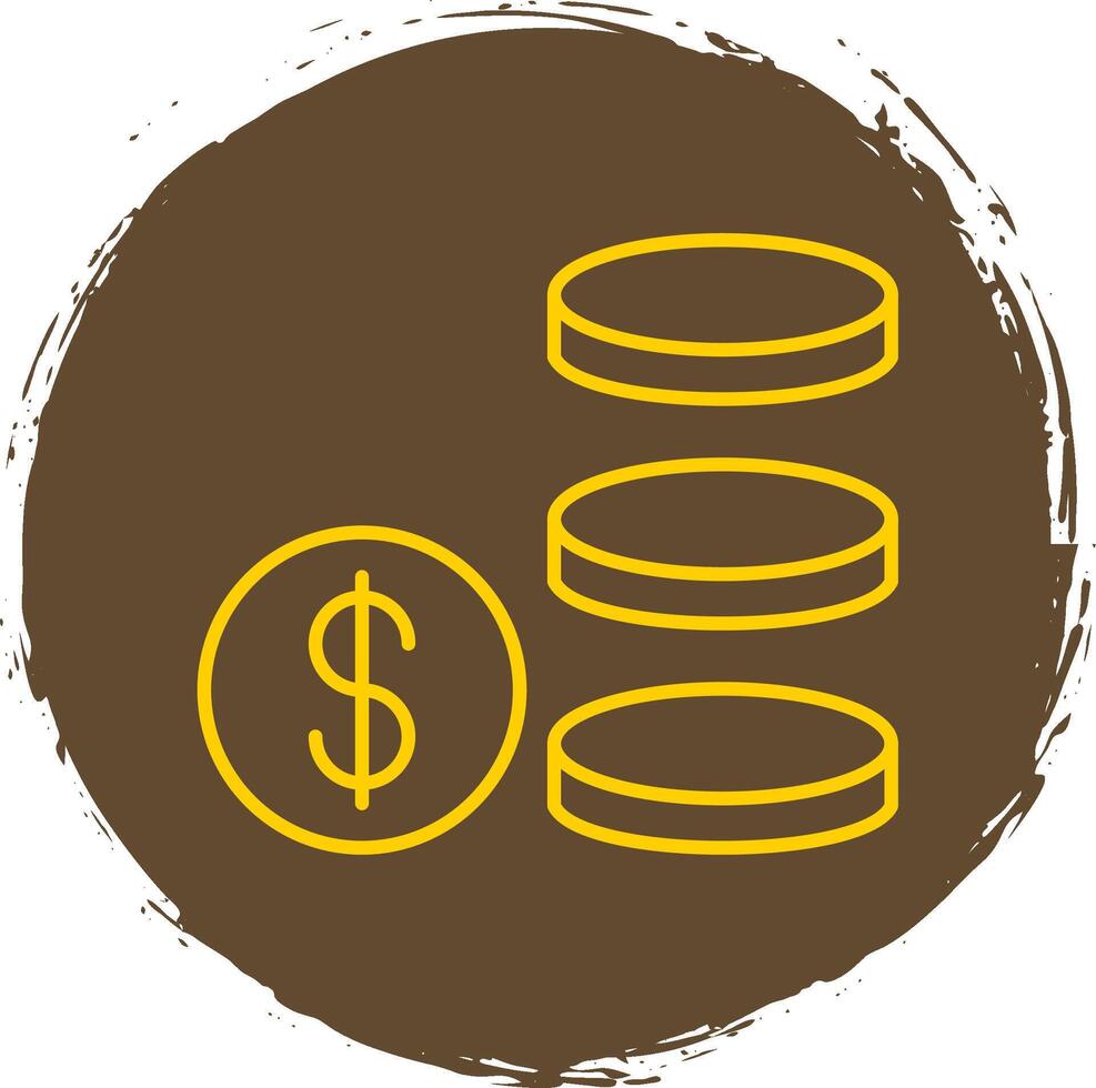 Coin Stack Line Circle Yellow Icon vector