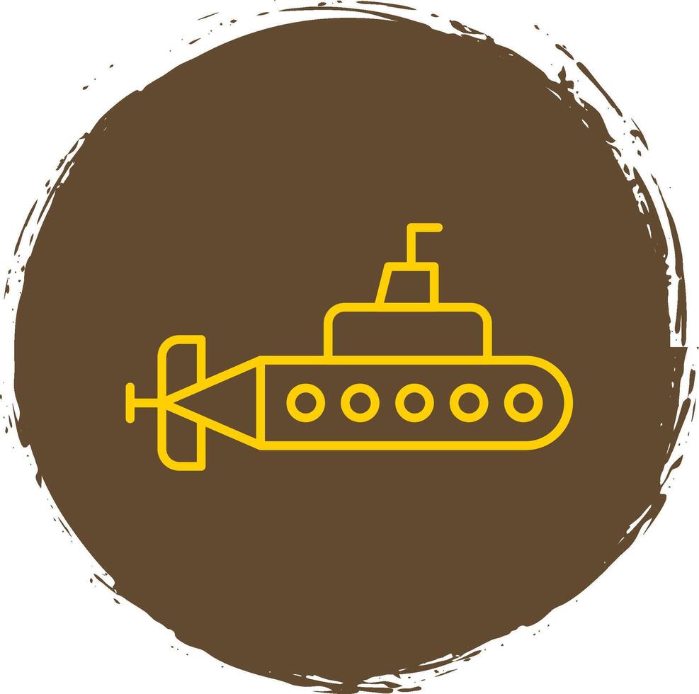 submarino línea circulo amarillo icono vector