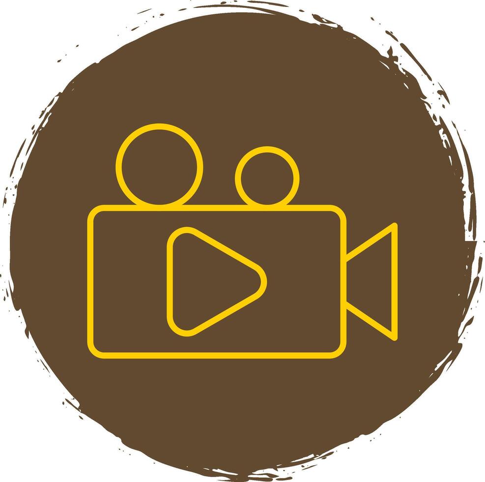 vídeo cámara línea circulo amarillo icono vector