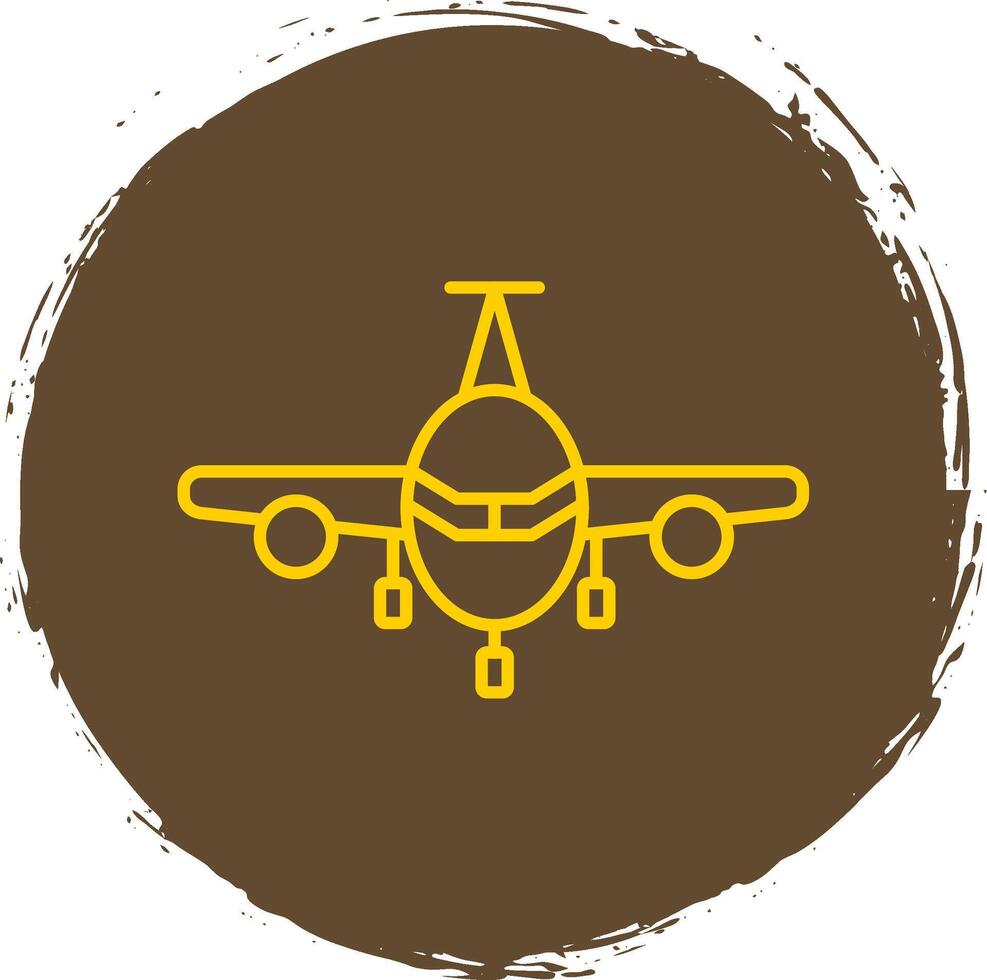 Airplane Line Circle Yellow Icon vector