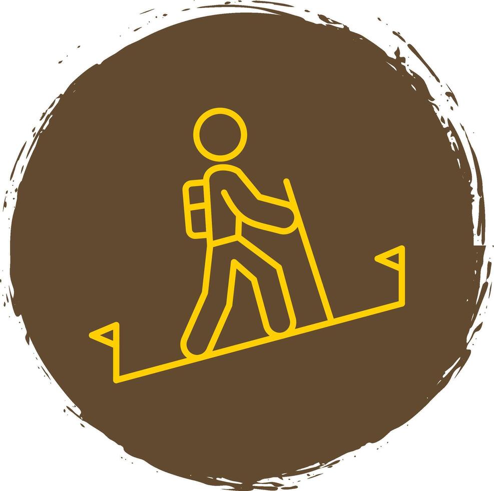 Hiking Line Circle Yellow Icon vector