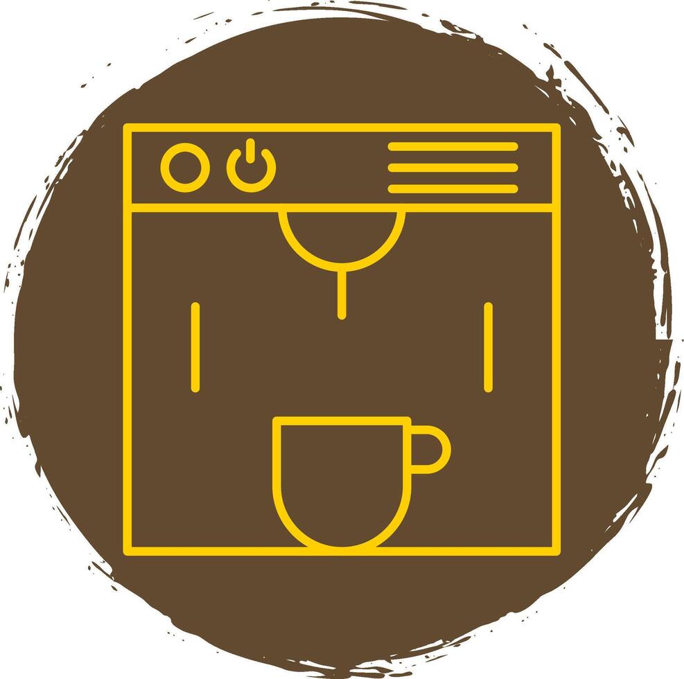 Coffe Maker Line Circle Yellow Icon vector