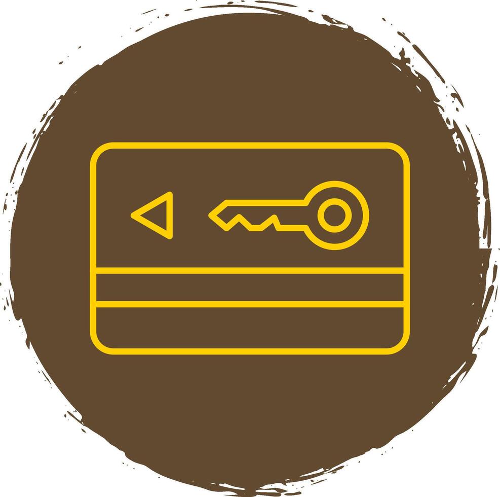 Key Card Line Circle Yellow Icon vector