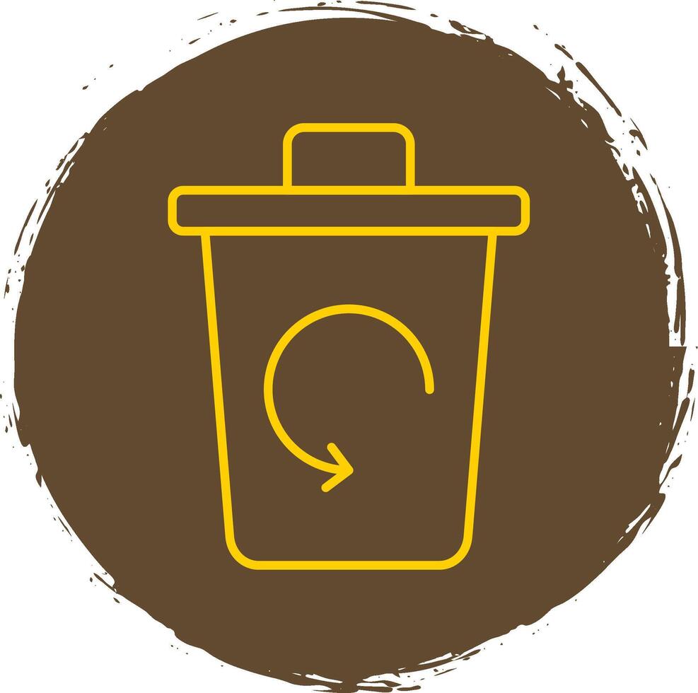 Trash Bin Line Circle Yellow Icon vector