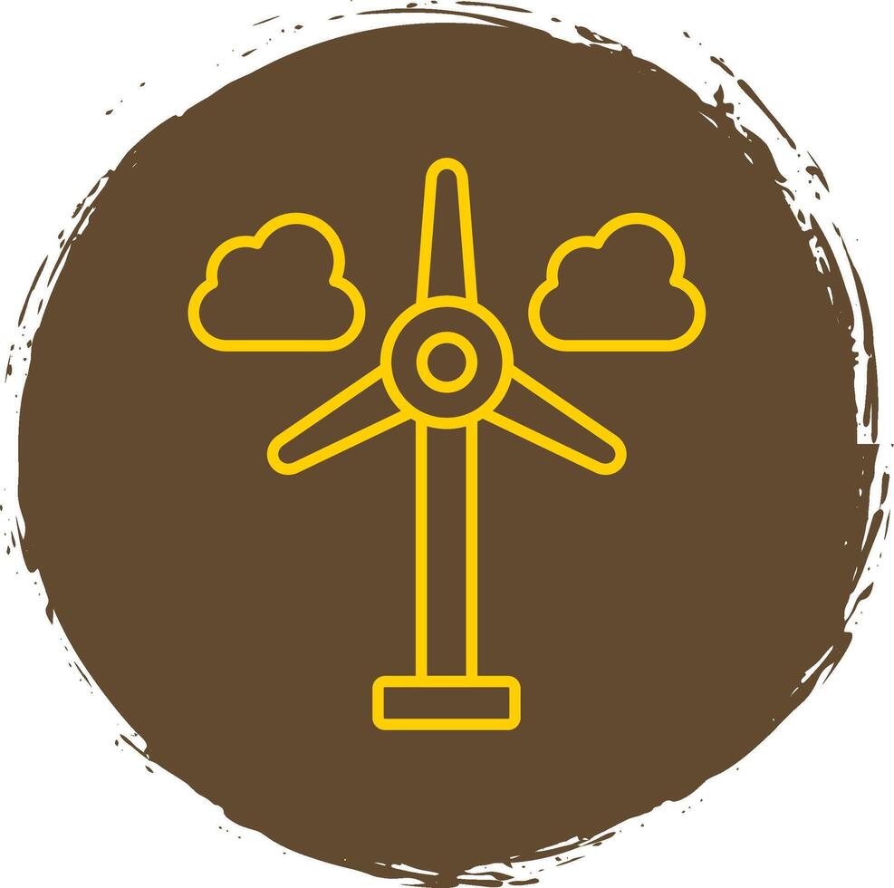 Wind Turbine Line Circle Yellow Icon vector