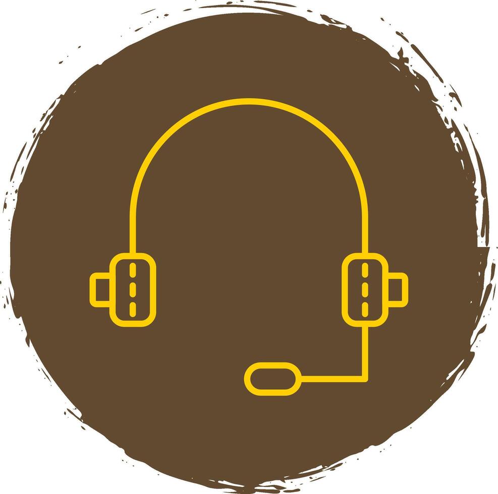 Headphone Line Circle Yellow Icon vector