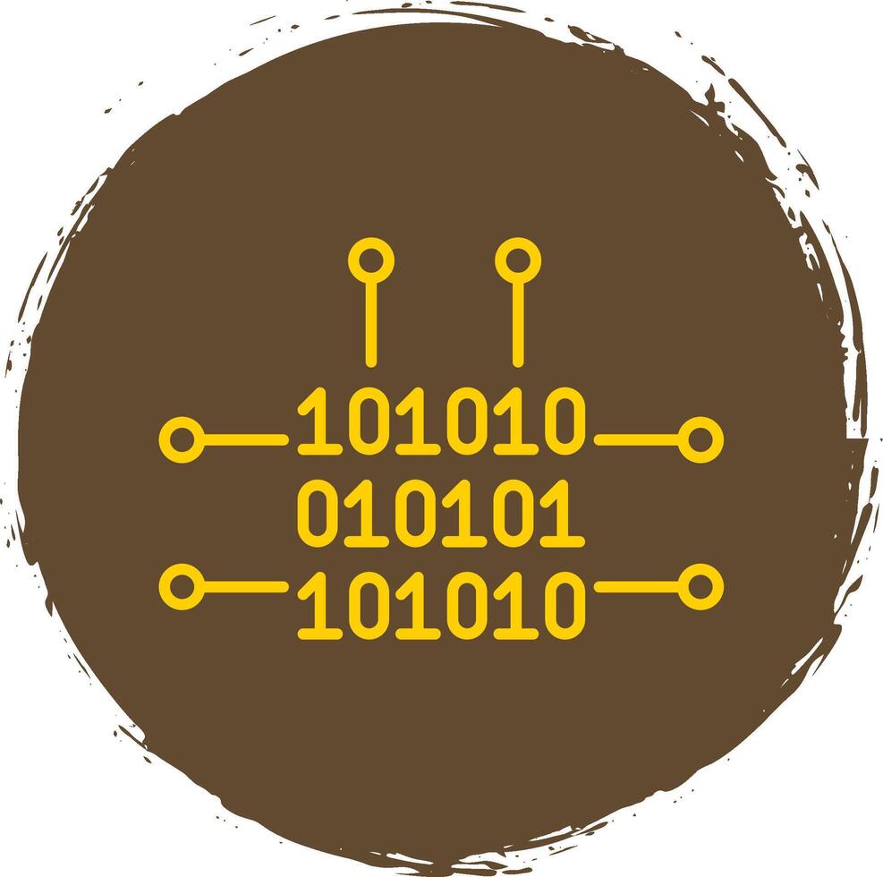 Binary Code Line Circle Yellow Icon vector