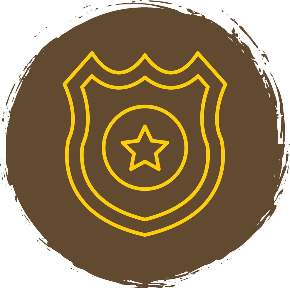 policía Insignia línea circulo amarillo icono vector