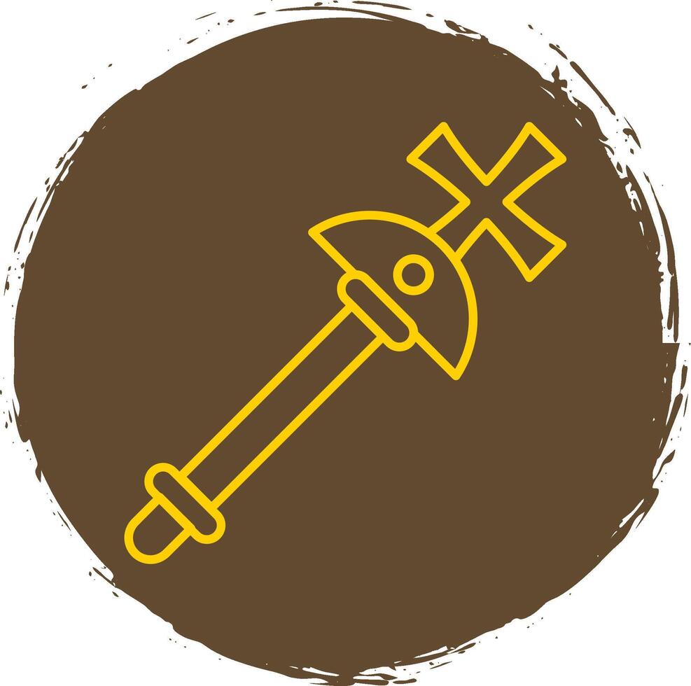 Scepter Line Circle Yellow Icon vector
