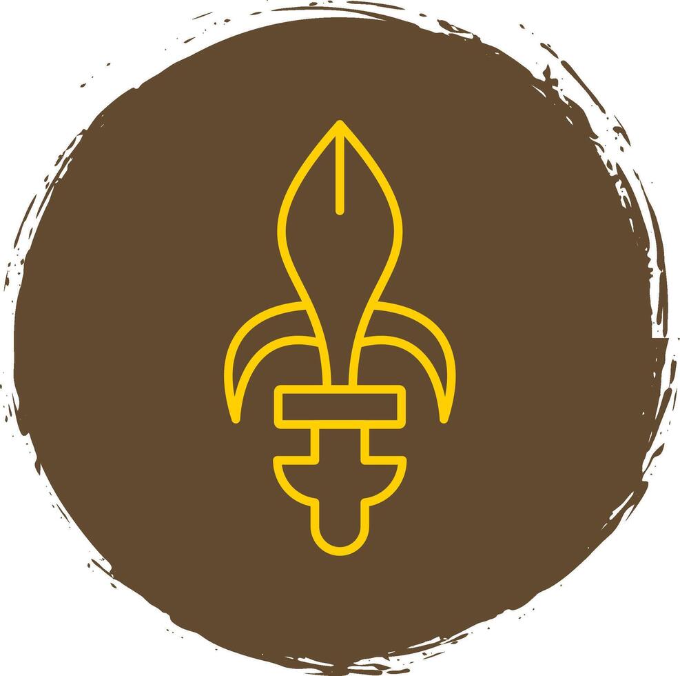 Fleur de lis Line Circle Yellow Icon vector