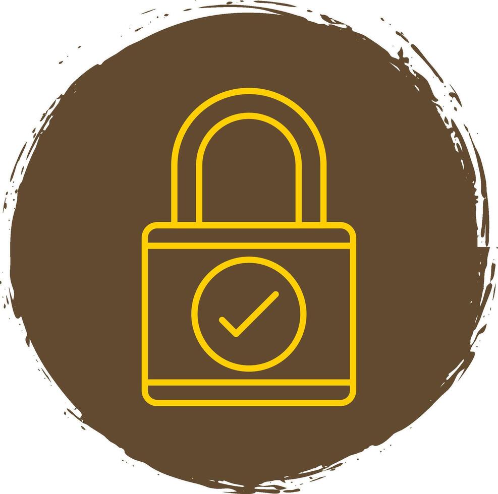 Lock Line Circle Yellow Icon vector