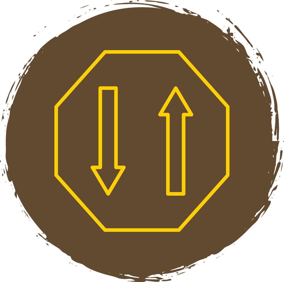 Two Way Line Circle Yellow Icon vector