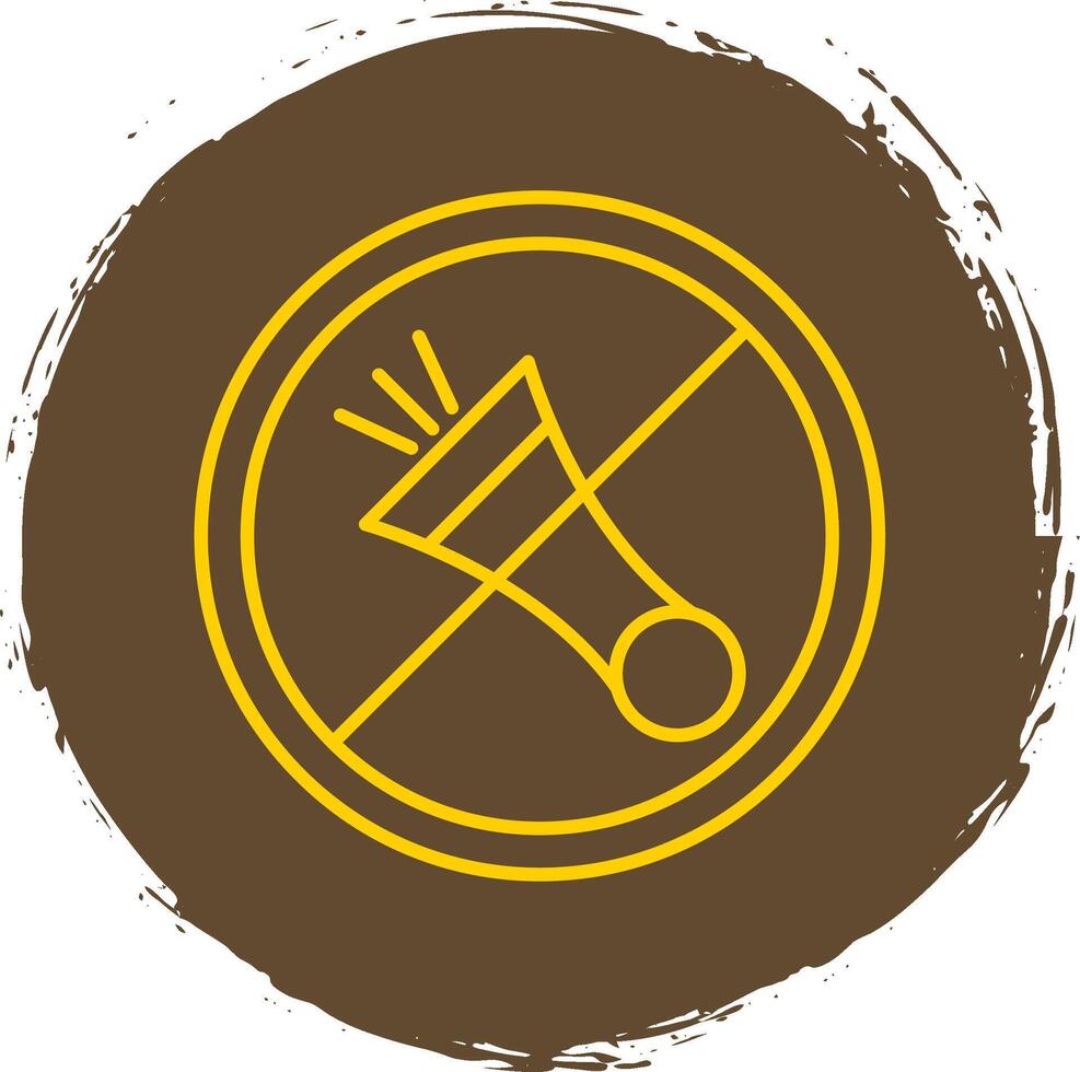 No Horn Line Circle Yellow Icon vector