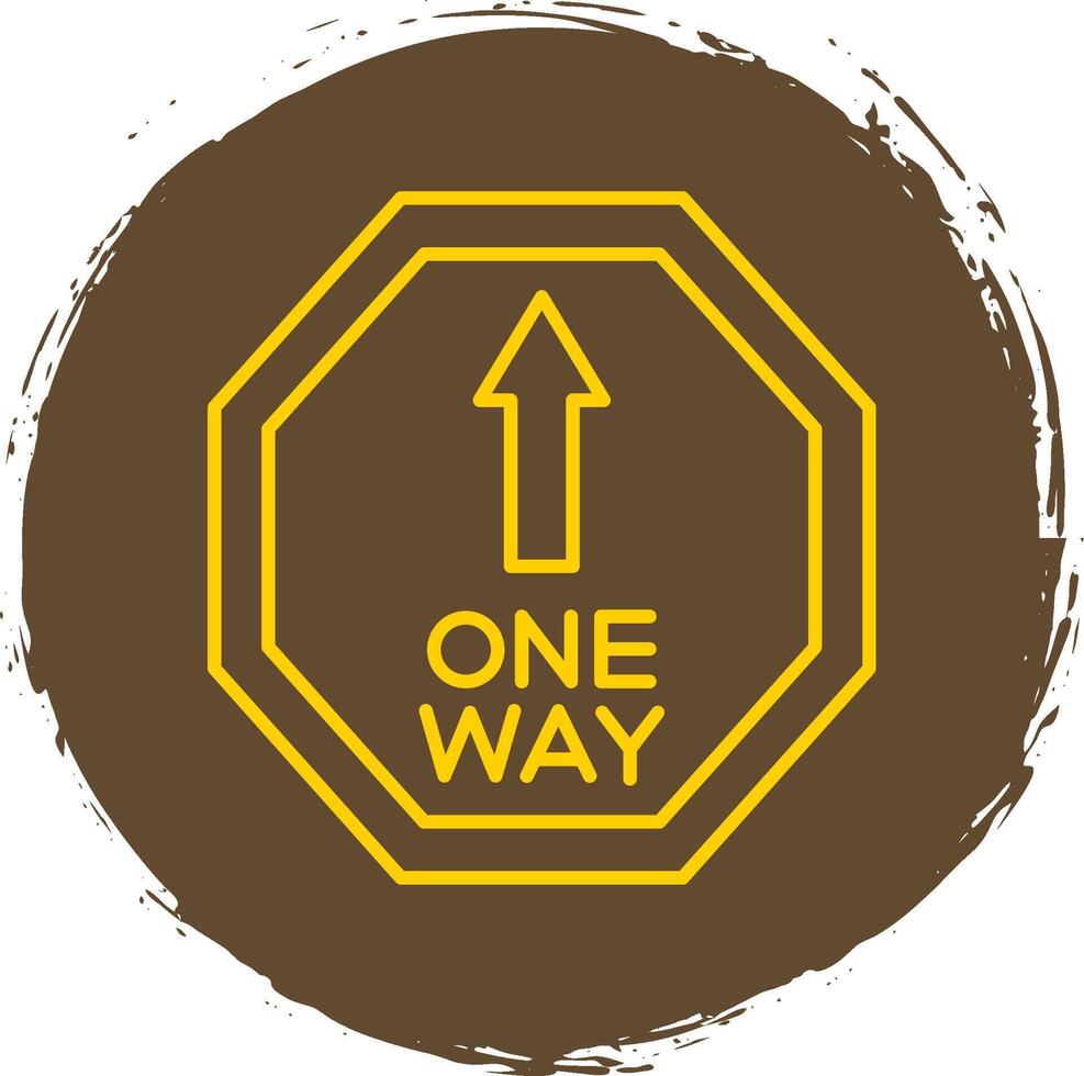 One Way Line Circle Yellow Icon vector