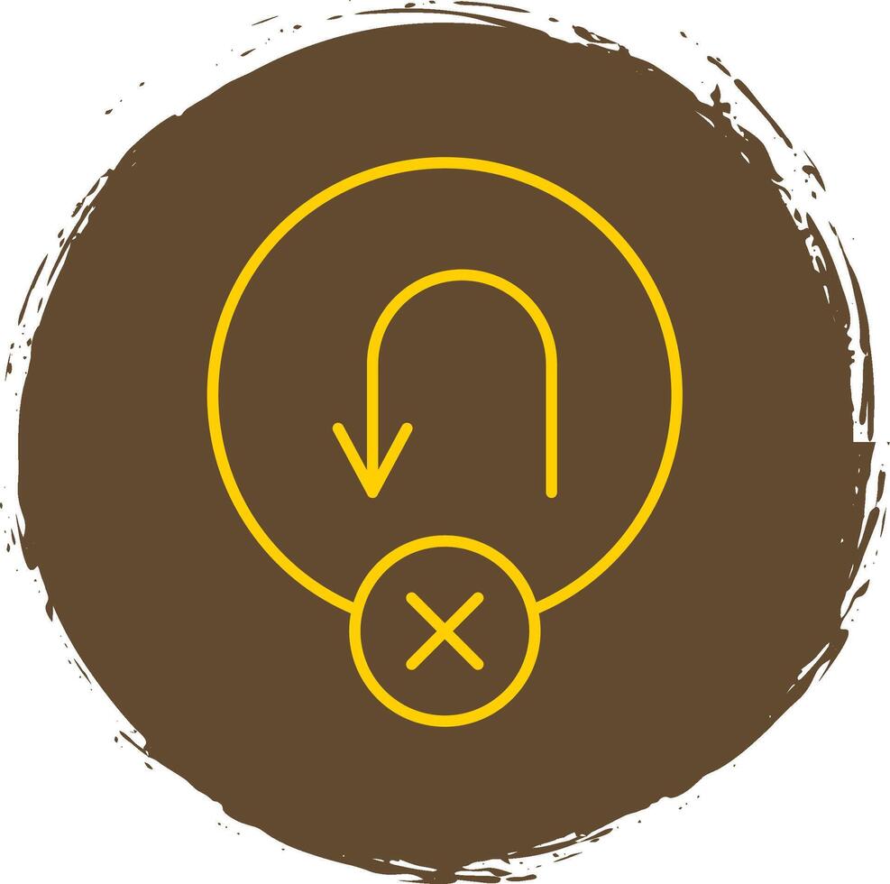 No U Turn Line Circle Yellow Icon vector