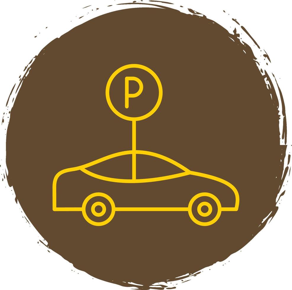 Parking Line Circle Yellow Icon vector