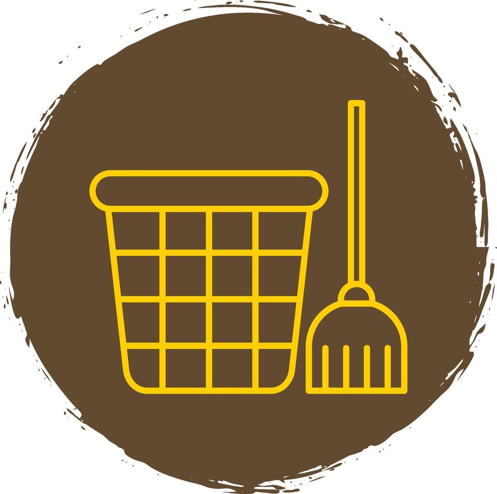 Mop Line Circle Yellow Icon vector