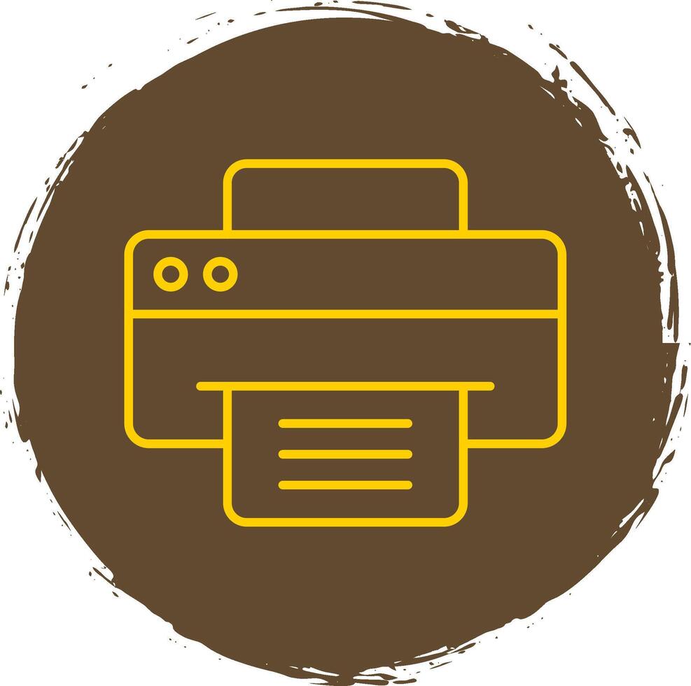 Printer Line Circle Yellow Icon vector