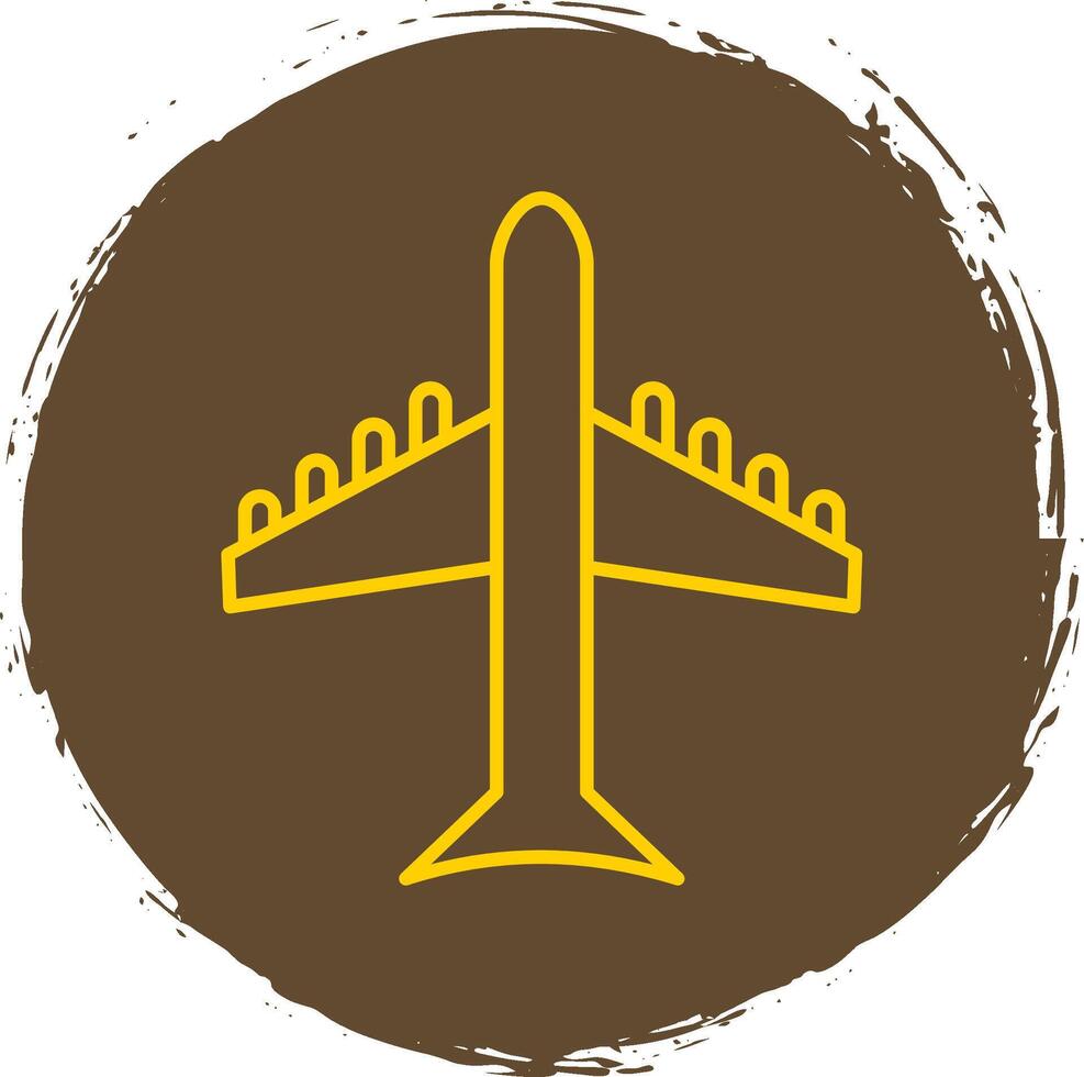 avión línea circulo amarillo icono vector