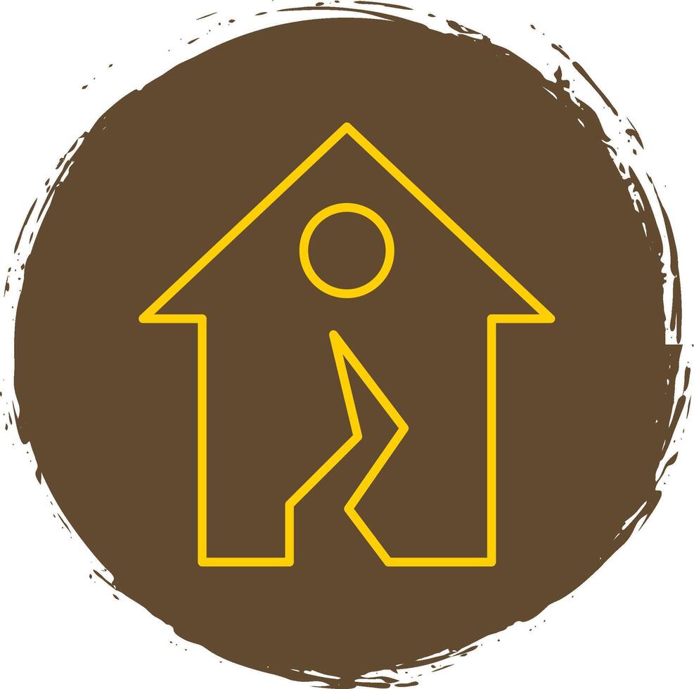 Earthquake Line Circle Yellow Icon vector