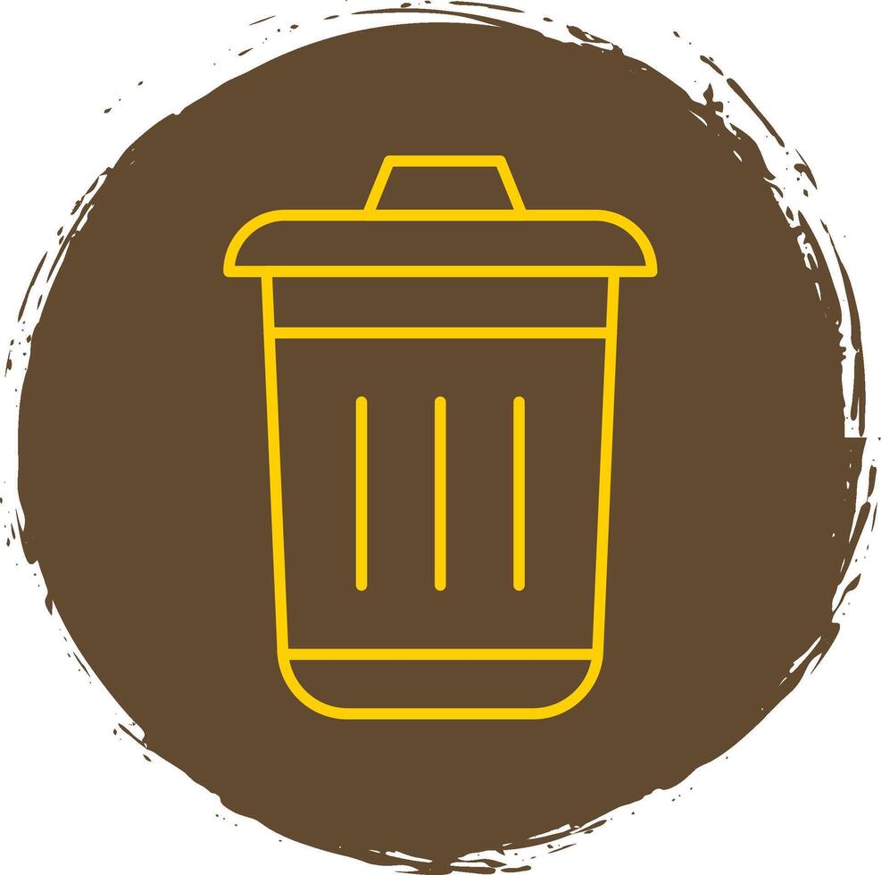 Dustbin Line Circle Yellow Icon vector