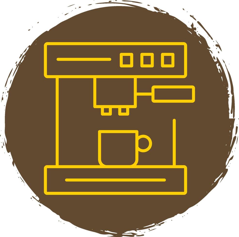 Coffee Machine Line Circle Yellow Icon vector