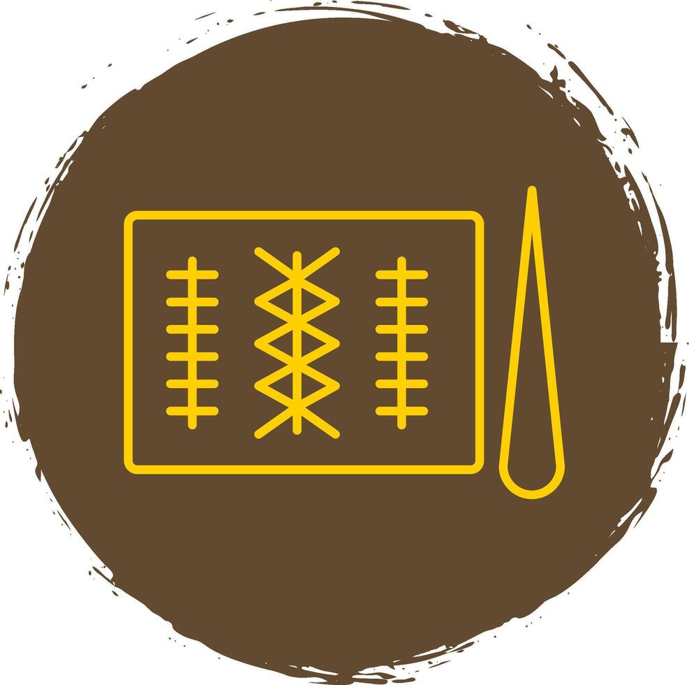 Stitches Line Circle Yellow Icon vector