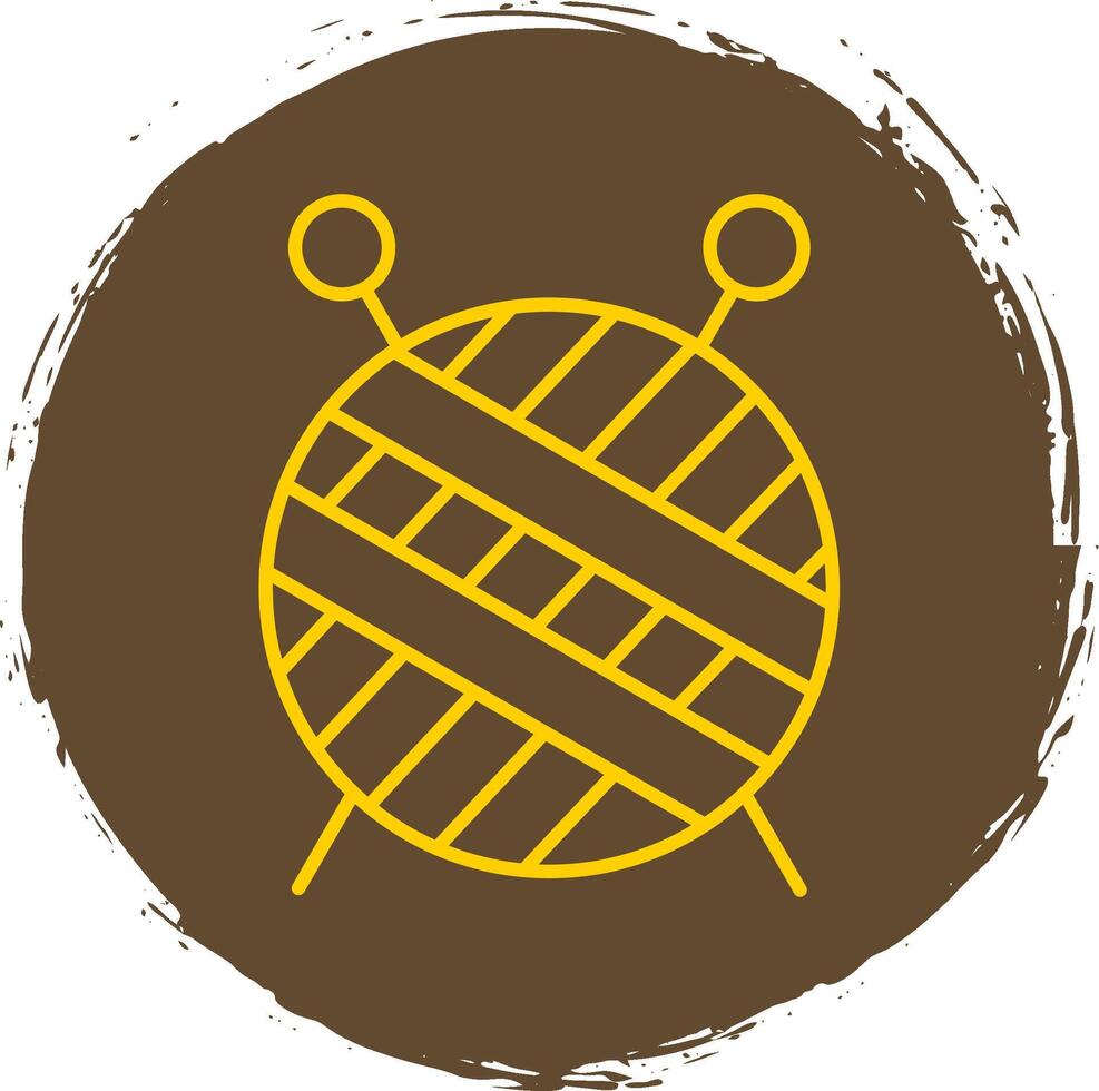 Knitting Line Circle Yellow Icon vector
