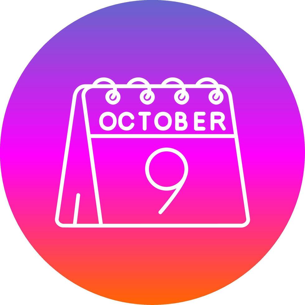 9th of October Line Gradient Circle Icon vector