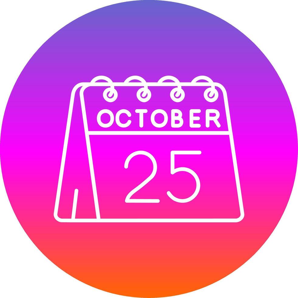 25th of October Line Gradient Circle Icon vector