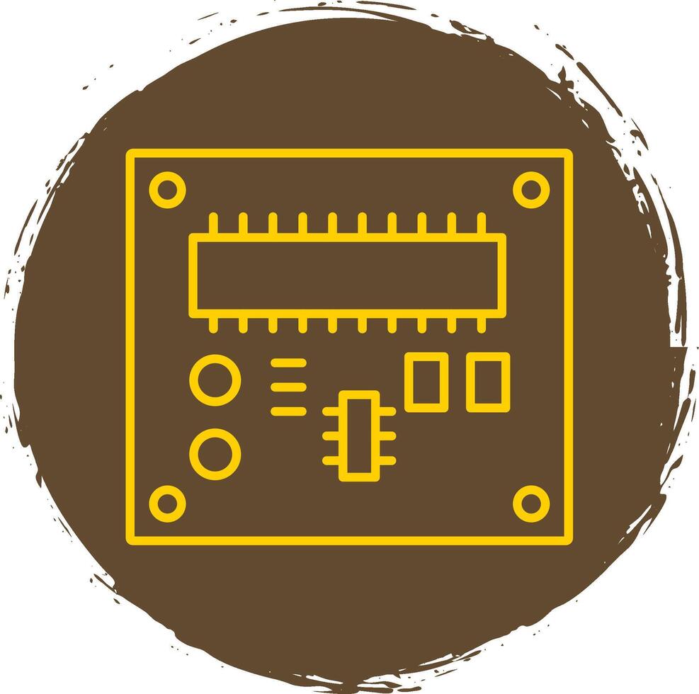 tarjeta de circuito impreso tablero línea circulo amarillo icono vector