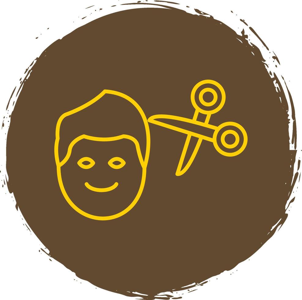 Barber Line Circle Yellow Icon vector