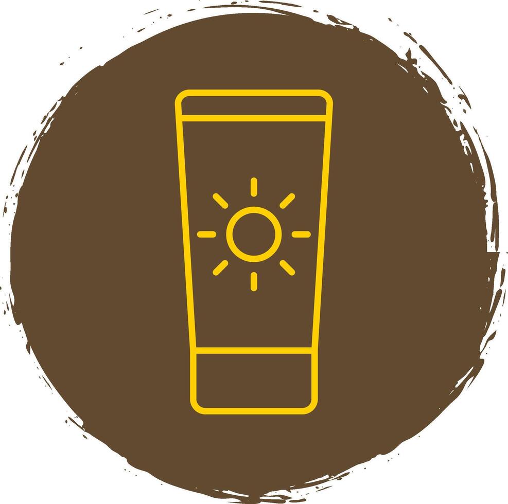 Sun Cream Line Circle Yellow Icon vector