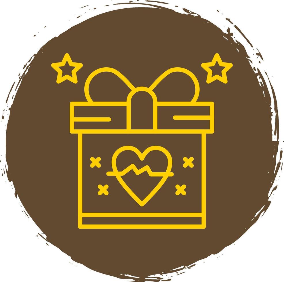 Gift Line Circle Yellow Icon vector