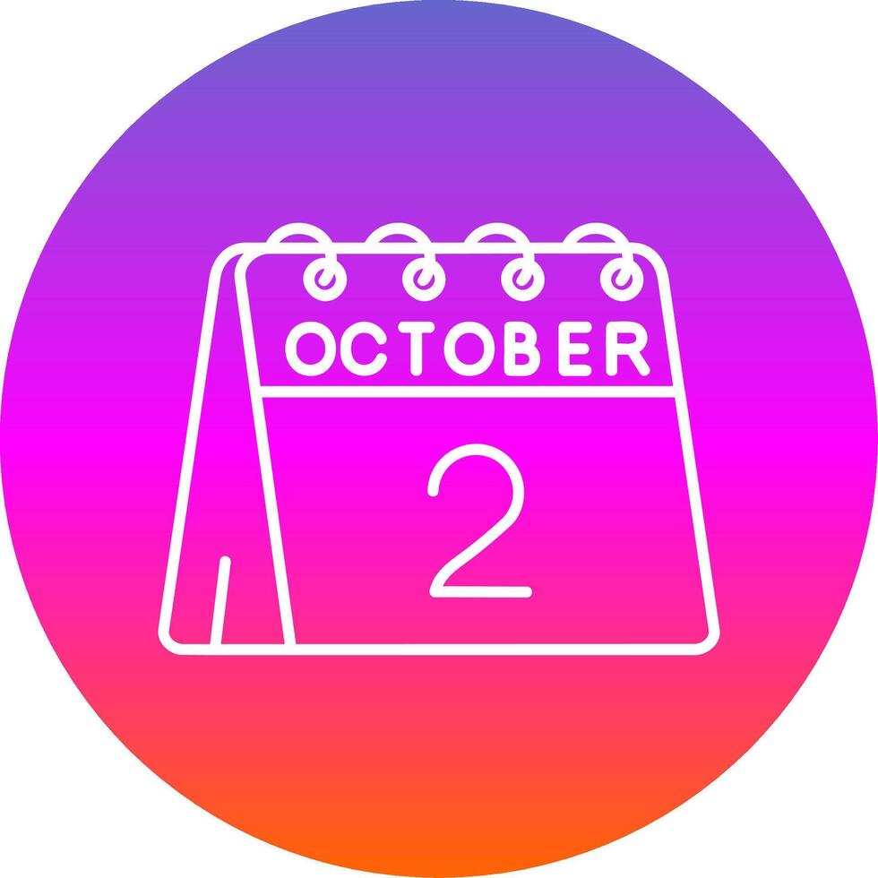 2nd of October Line Gradient Circle Icon vector
