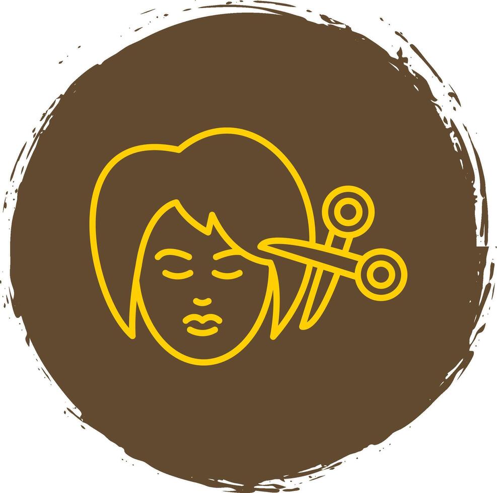 mujer pelo línea circulo amarillo icono vector