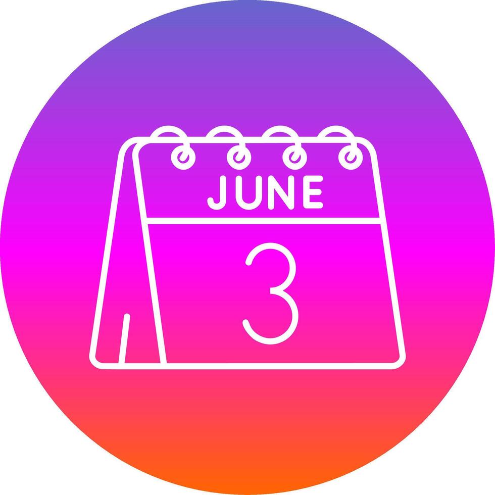 3rd of June Line Gradient Circle Icon vector