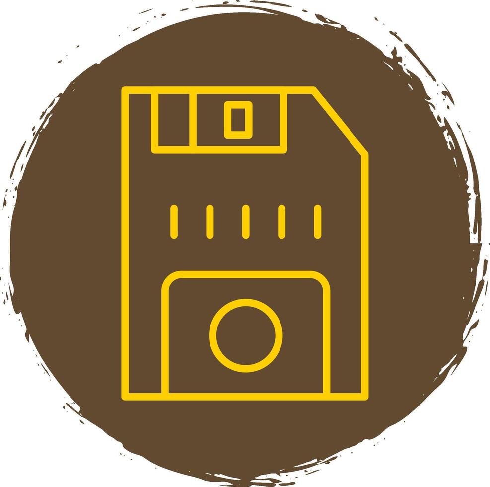 Floppy Disk Line Circle Yellow Icon vector