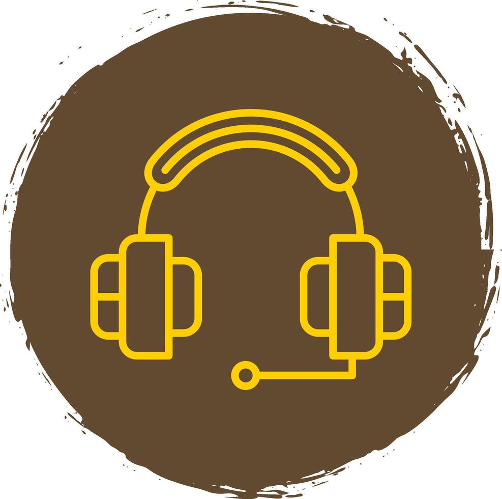 Headphone Line Circle Yellow Icon vector