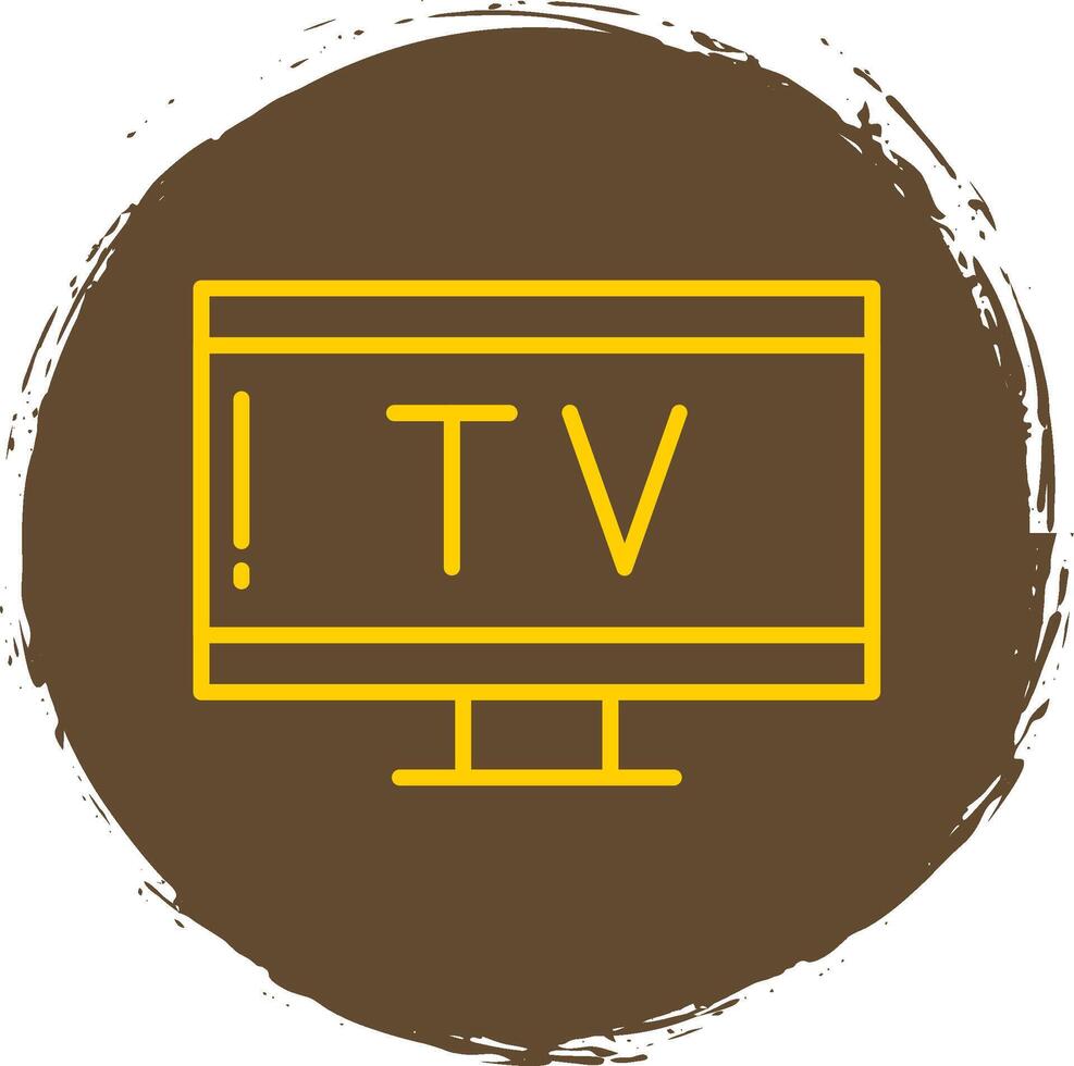 televisión línea circulo amarillo icono vector