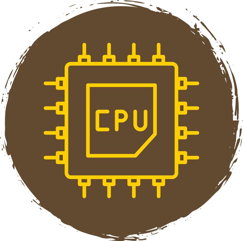 Processor Line Circle Yellow Icon vector