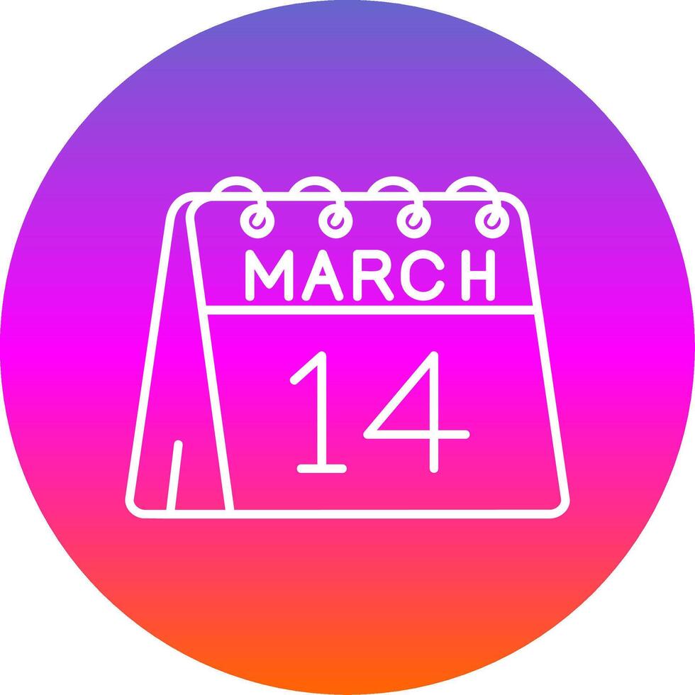 14th of March Line Gradient Circle Icon vector