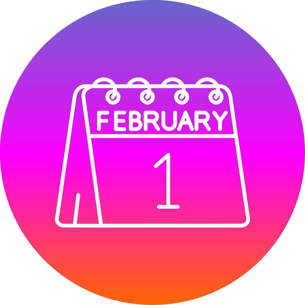 1st of February Line Gradient Circle Icon vector