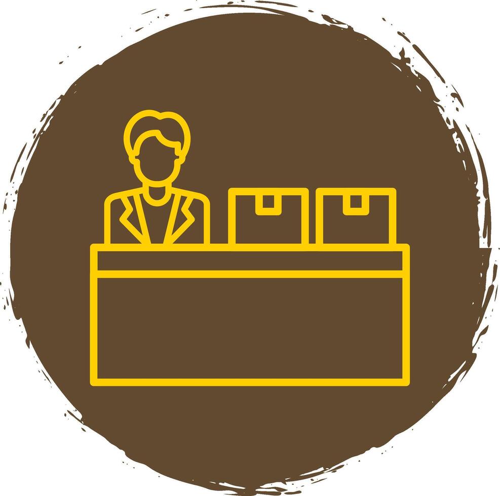 Checkin Line Circle Yellow Icon vector