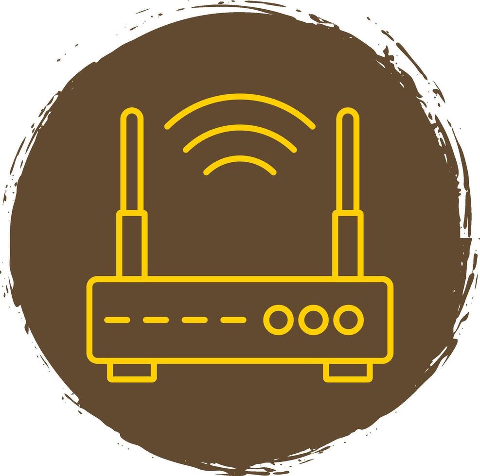 Wifi Router Line Circle Yellow Icon vector