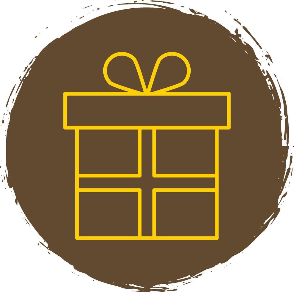 Gift Line Circle Yellow Icon vector