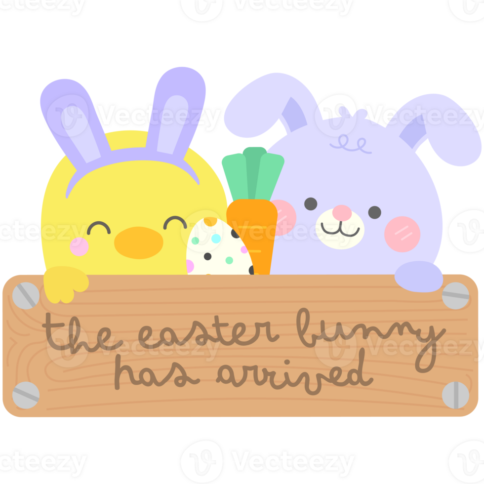 hello spring easter little chick and bunny happy in easter festival png