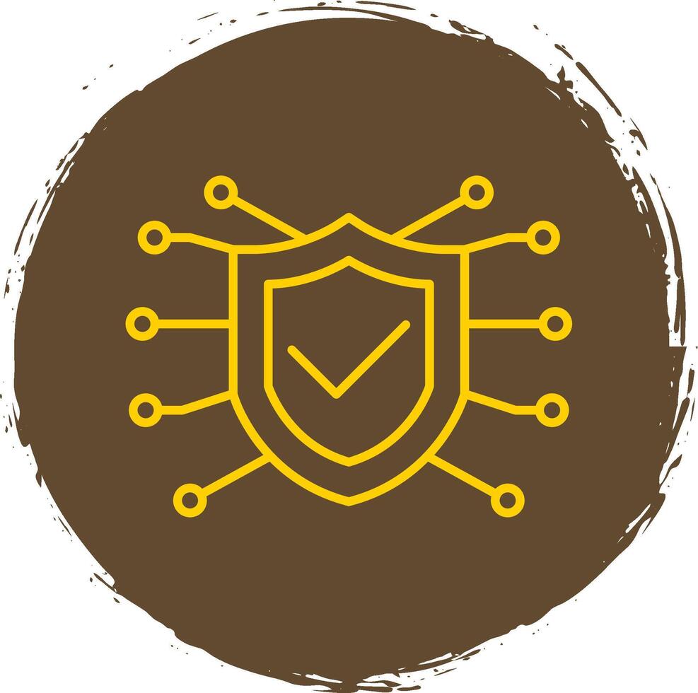 Online Security Line Circle Yellow Icon vector