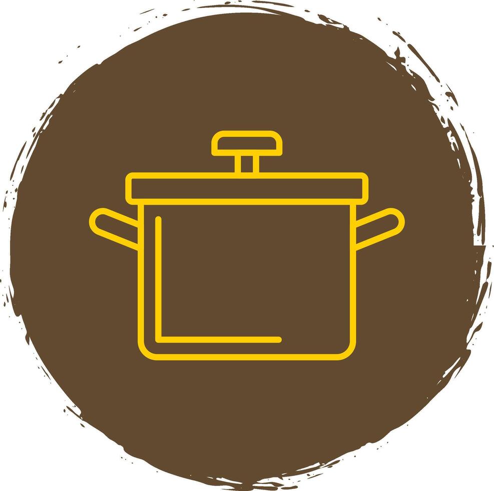 Cooking Pot Line Circle Yellow Icon vector