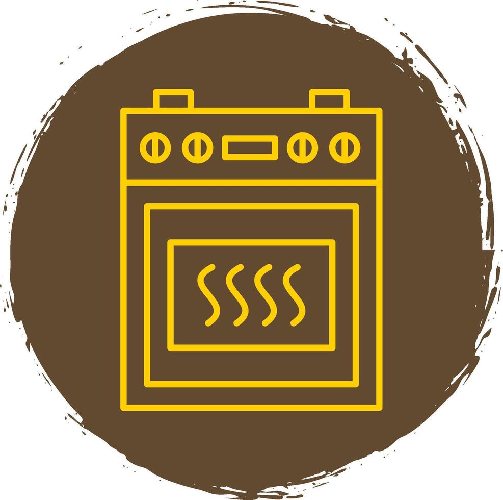 Cooking Stove Line Circle Yellow Icon vector